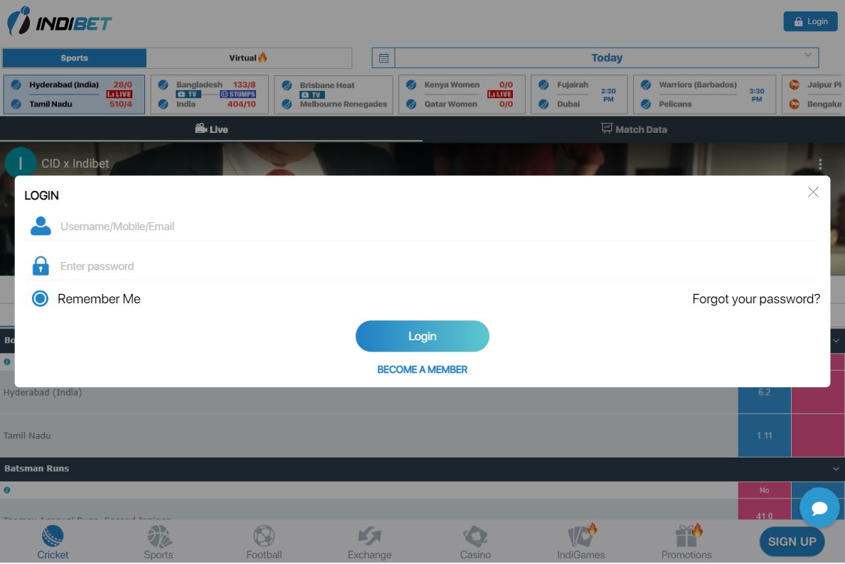Indibet login